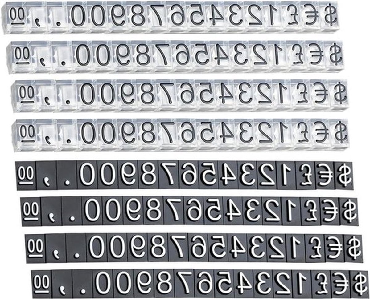 Mini Prijsweergave Verstelbare Dobbelstenen Prijskaart Standaard voor Toonbank (10 stuks transparante zwarte letters)