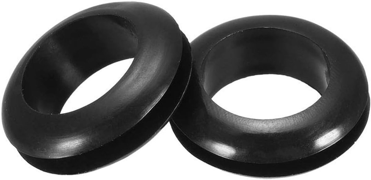 100 Stuks Zwarte Rubber Doorvoertules 12mm - Kabel Draad Protector Ringen voor Elektrische Bedrading en Stekkers