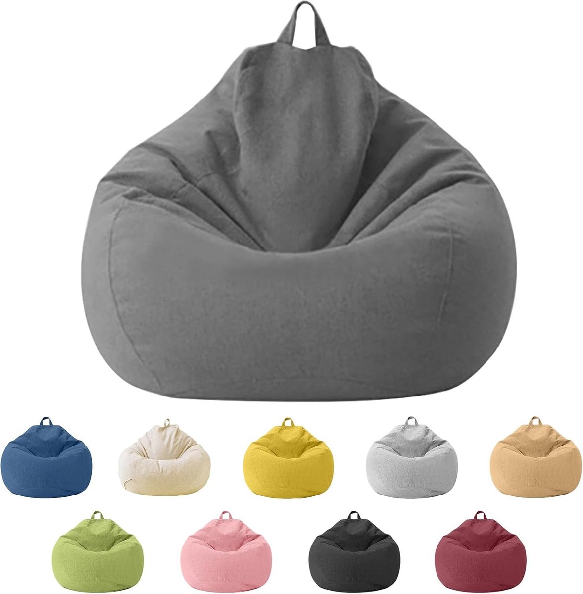 Comfortabele Zitzak voor Kinderen en Volwassenen, Alleen Hoes (zonder Vulling), Ideaal voor Slaapkamer, Kantoor en Woonkamer (Donkergrijs, XL)
