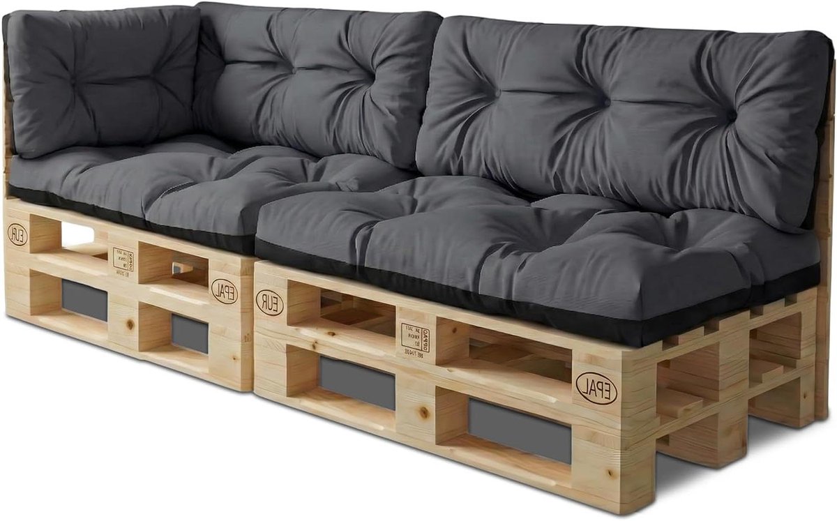 Palletkussens Set - Tuinkussens Bankkussens - Buiten Zitten - Extra Dikke Vulling - Set van 5 - Antraciet
