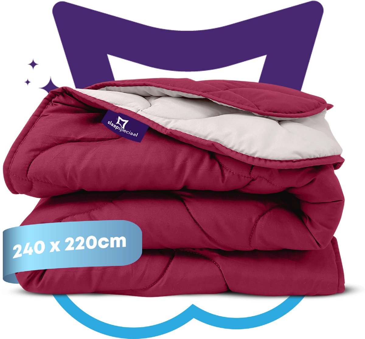 Slaapspeciaal Zomerdekbed - eazydekbed ® Series Rood/Creme - Dekbed zonder overtrek | 240x220 cm - Hoesloos dekbed - Bedrukt dekbed zonder overtrek - Dekbed in kleur - Gekleurd dekbed - Lits Jumeaux Dekbed