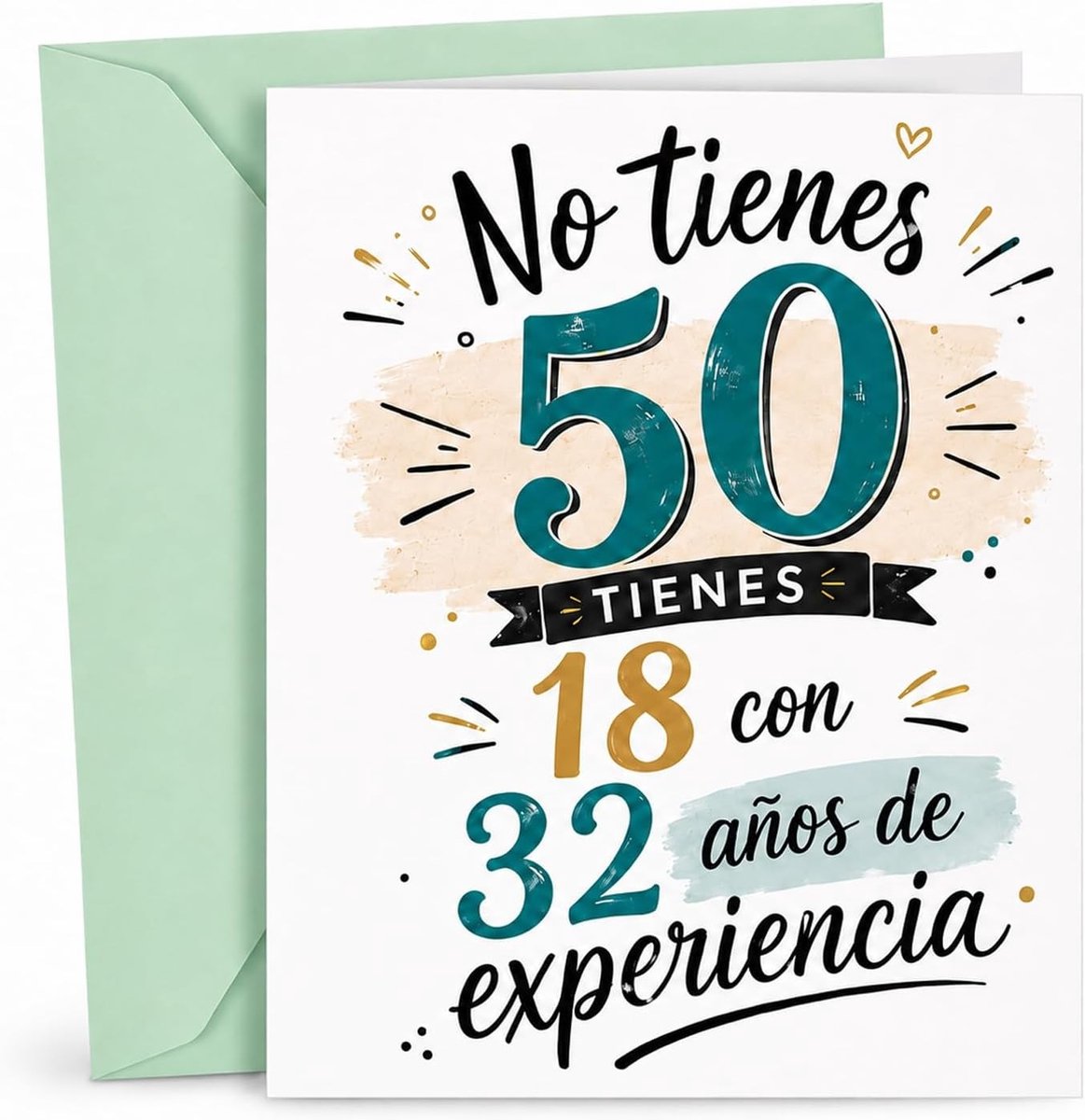 Grappige verjaardagskaart voor dames met elegante envelop, perfect cadeau voor 50e verjaardag en originele decoratie voor halve eeuwse viering