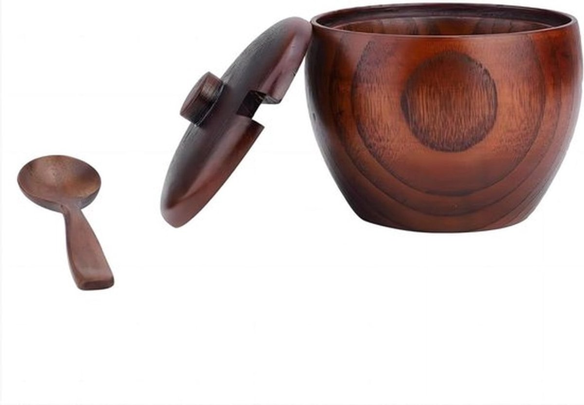 Massief Houten Kruidenpot met Deksel - Suikerkommen - Vintage Cruet - Keuken Tool
