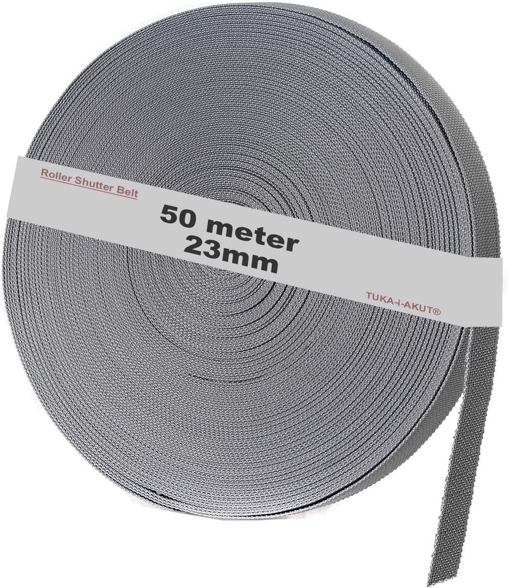 50 Meter x 23mm Rolgordijnband met Perlon Randbescherming, Hoge Scheurweerstand, Duurzaam en UV-bestendig, Perfect voor Rolluiken en Gordijnen