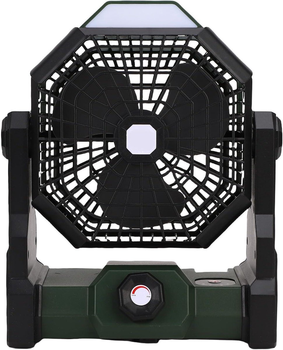 Draagbare Ventilator - Oplaadbare Lantaarn - Buitenactiviteiten - Traploze Snelheid - Grote Batterij - Wit
