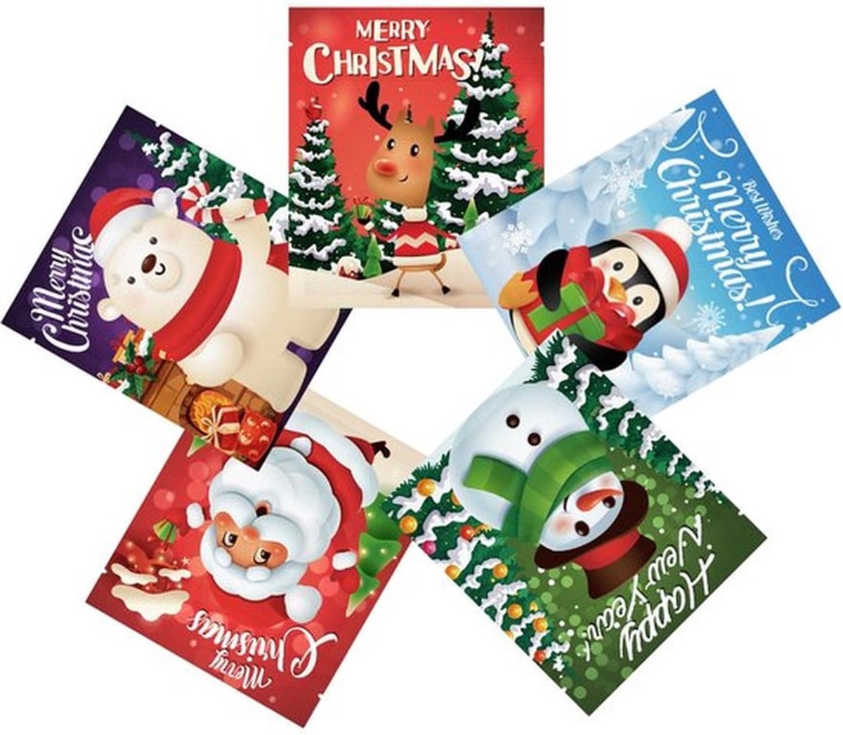 50 stuks koekjeszakken voor Kerstmis, kleurrijke voedselbewaarzakken, snackzakken voor koekjes, kleine cadeauzakjes voor snoep en andere kleine artikelen.