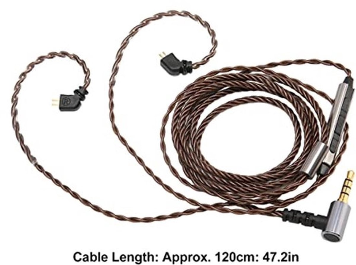 Iem-Kabel. 2 Pin 0.78 Mm 3.5 Mm Rechthoekige Plug vervanging Oordopjes Koord met Microfoon voor AS10 AS06 ZST ZS3 ES4