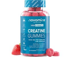 Novomins Creatine Monohydraat Gummies - 5000 mg - 90 Gummies - Aardbei