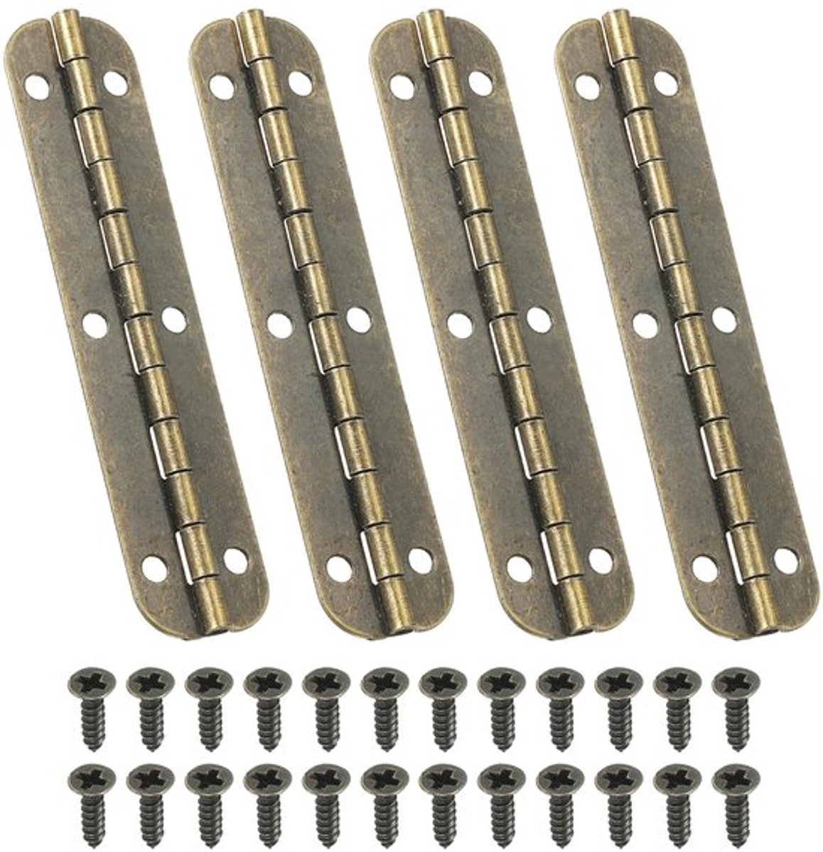 Kleine Piano Hinge 6.5cm x 1.5cm - 4 Mini 180 Graden Hengen met Schroeven - Bruin
