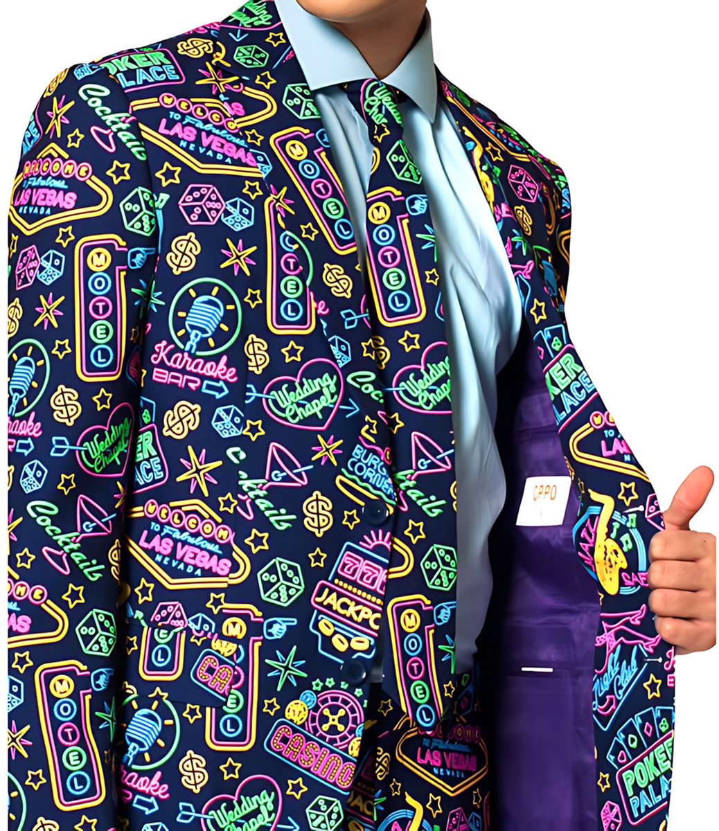 OppoSuits Mr. Vegas - Mannen Kostuum - Las Vegas Pak - Casino - Carnavalskleding - Feest - Maat: EU 54