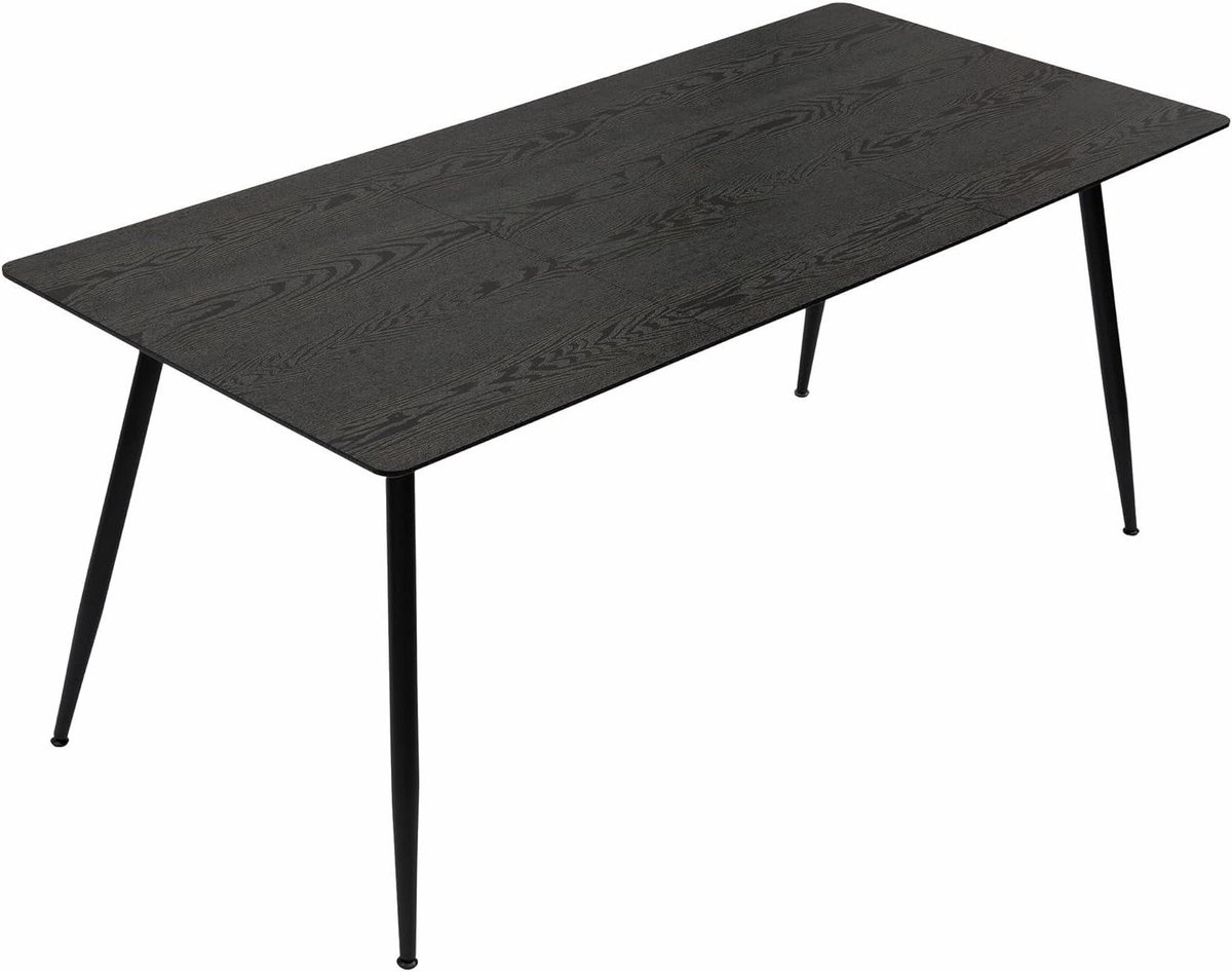 Eettafel Uittrekbaar - Keukentafel Verstelbaar - Gezellig Tafelen - Metalen Frame - 120-180 x 80 cm - Zwart
