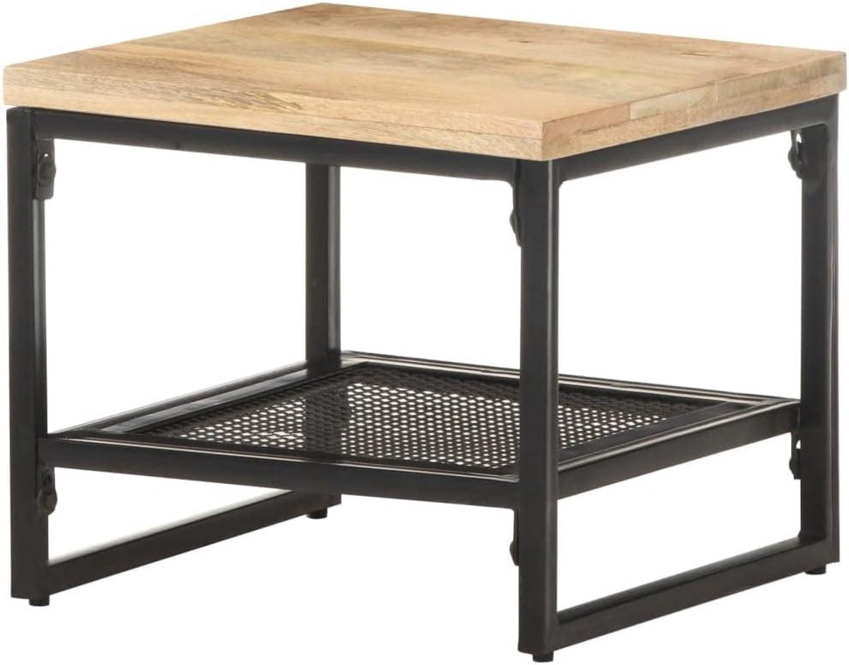 Bijzettafel Hout - Tafel met Plank - Woonkamer Decoratie - Individuele Houtnerf - 40x40x35 cm - Bruin