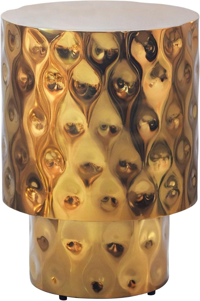 Bijzettafel Aluminium - Aanrechttafel Metaal - Decoratie Plaatsen - Handgemaakt Uniek Stuk - 36 cm - Goud