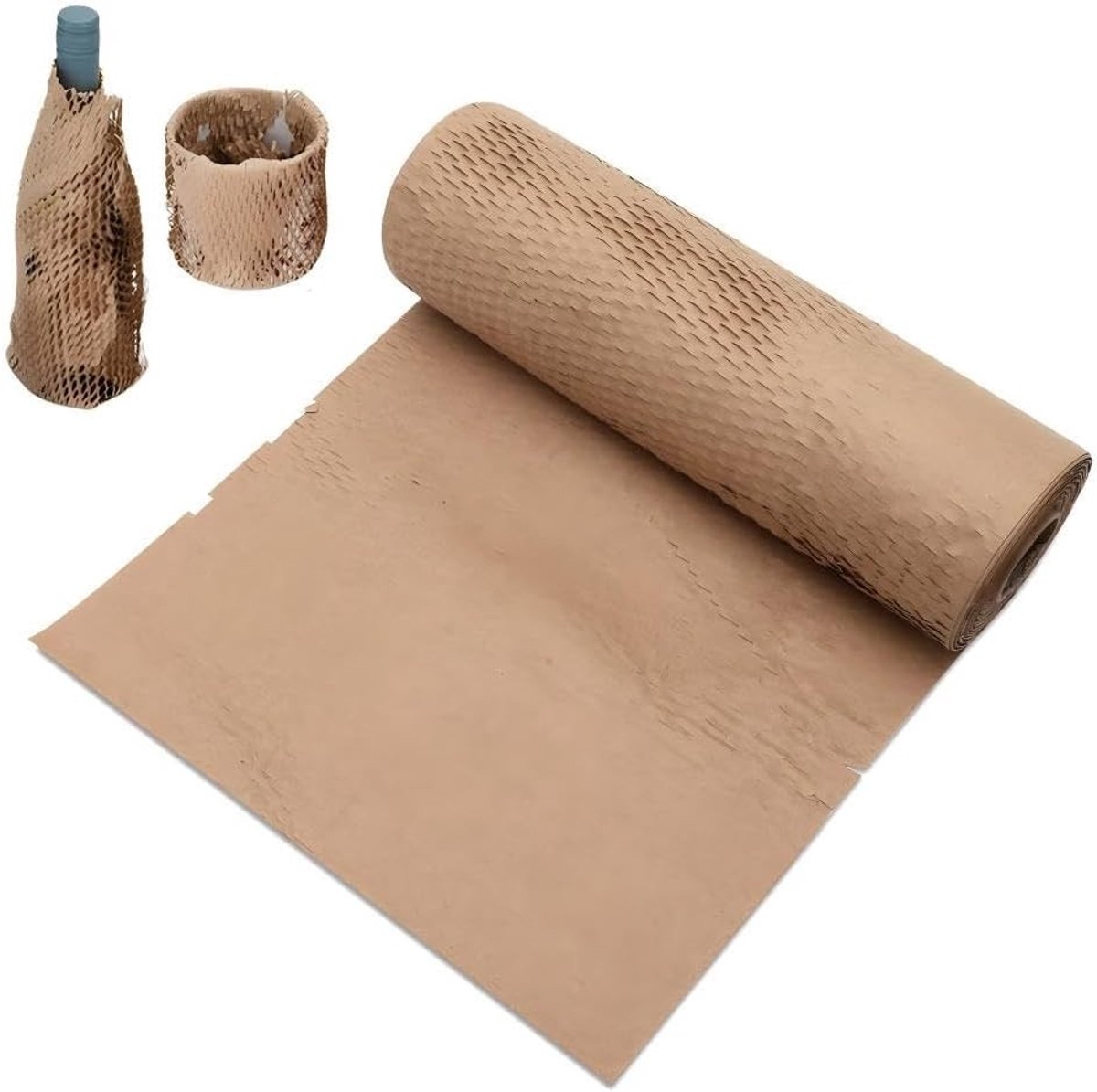Verpakking met honingraatstructuur, 38 x 500 cm, bruin kraftpapier rol voor verzending, verhuizing en bescherming van breekbare items
