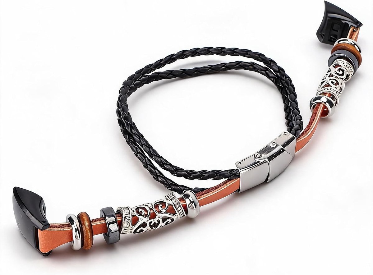 Retro Sport Horlogeband van Metaal en Leer voor Honor Band 5 en 4, Vervangende Smartwatch Band, Stijlvolle en Duurzame Polsband