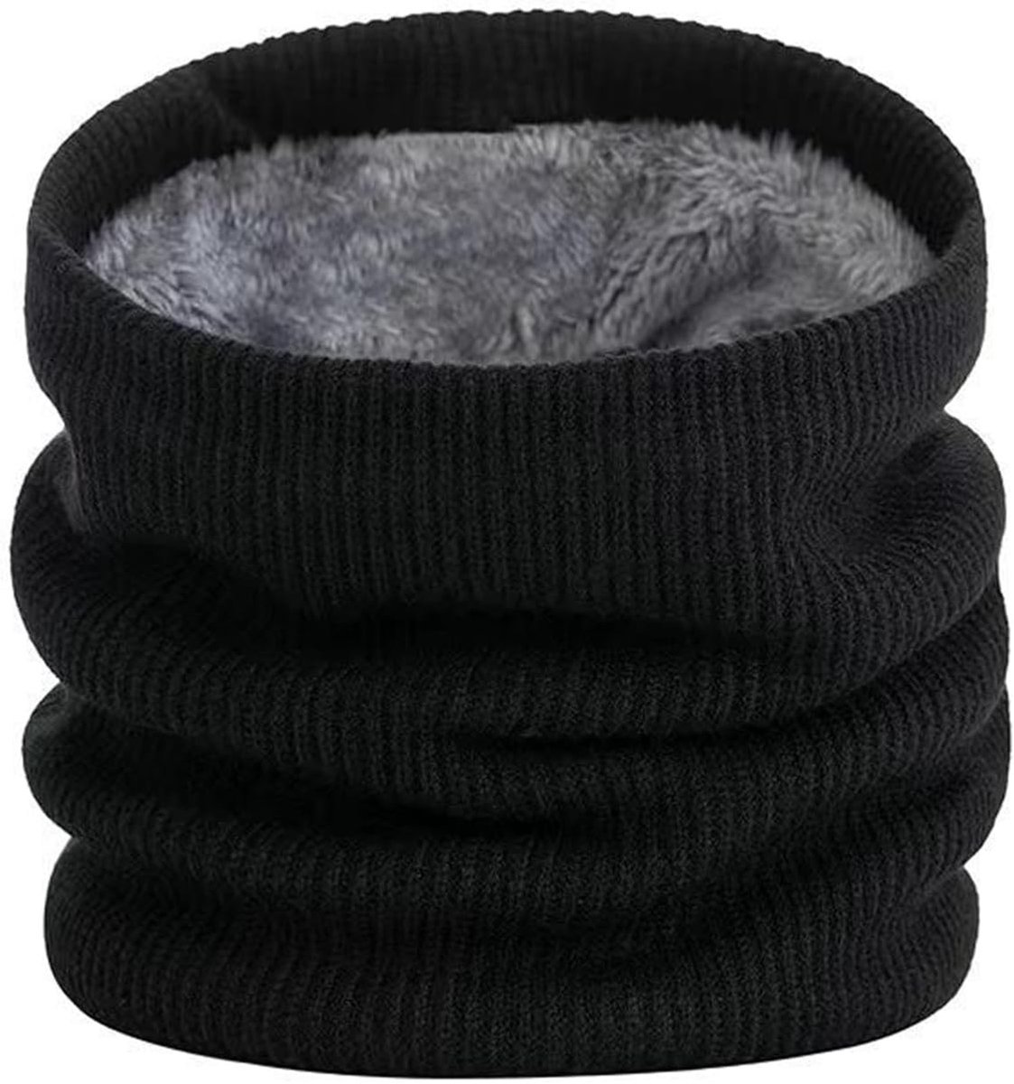 Warme Zwarte Thermosjaal voor Mannen, Gebreide Sjaal voor Winter, Skiën en Outdoor Activiteiten, Winddicht en Comfortabel