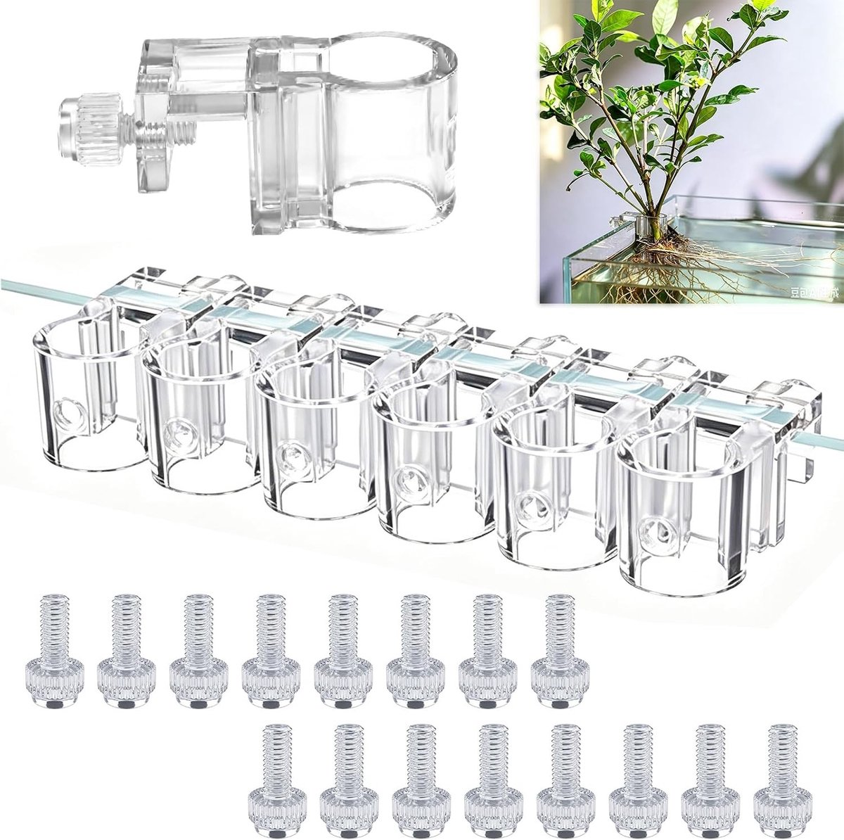 Set van 8 U-vormige plantenhouders voor aquarium, decoratieve accessoires voor waterplanten, geschikt voor varens en hygrophila