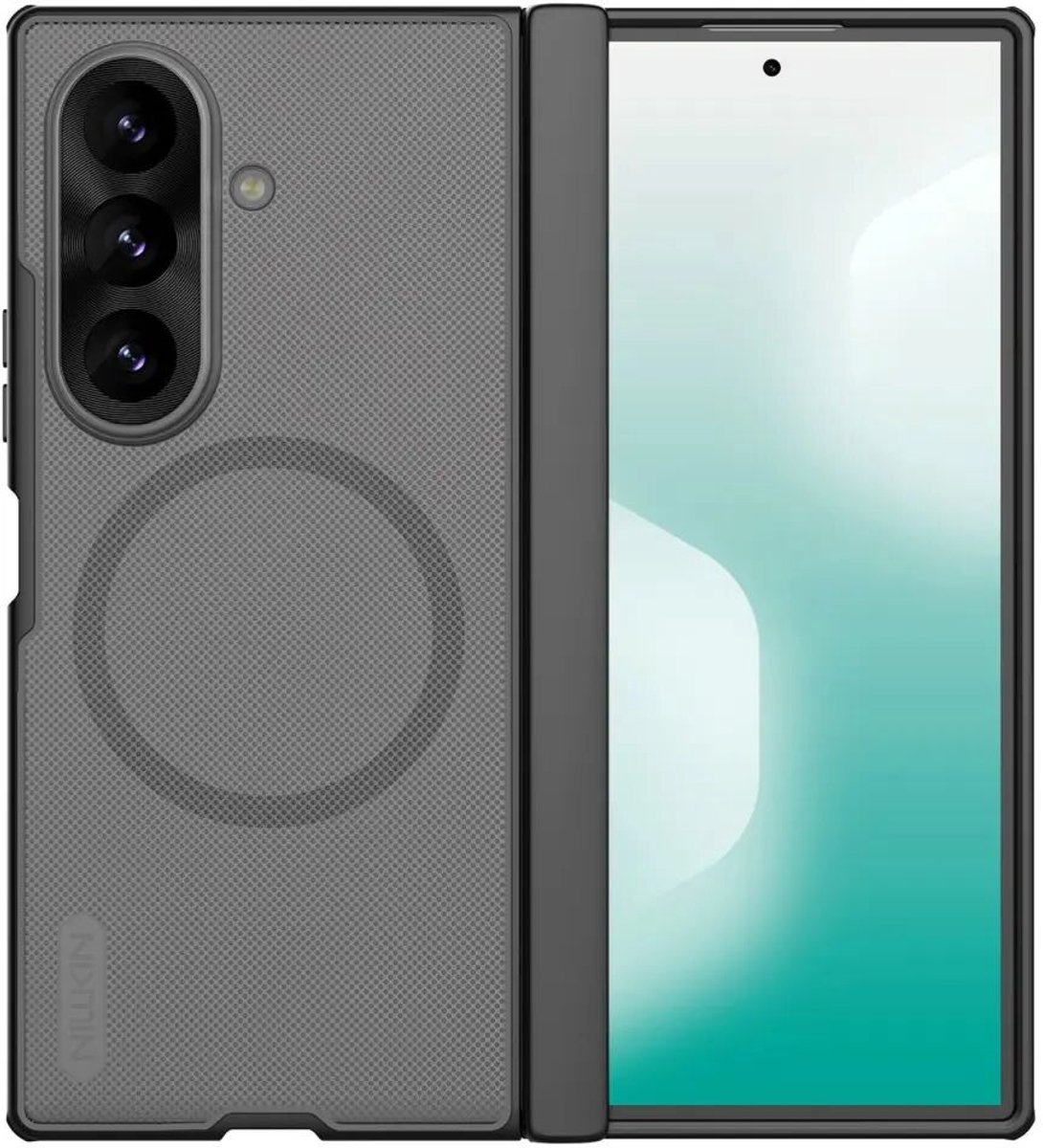 Nillkin Frosted Shield Hoesje Geschikt voor Samsung Galaxy Z Fold 8 Ultra | Compatibel met MagSafe / Qi2 | Back Cover met Magneet | Transparant Zwart