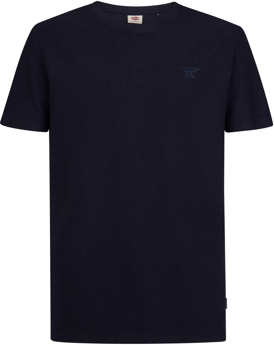 Petrol Industries - Heren T-shirt met structuur yates - Blauw - Maat XXXL
