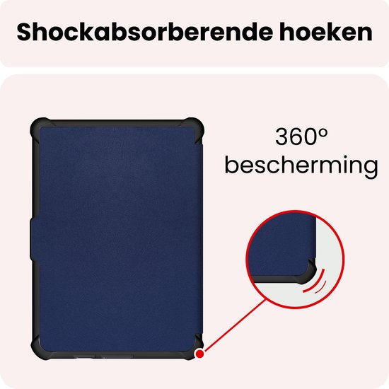 Hoes Geschikt voor Kobo Clara HD Hoesje Bookcase Cover Book Case Hoes Sleepcover Trifold - Donkerblauw — afbeelding 4