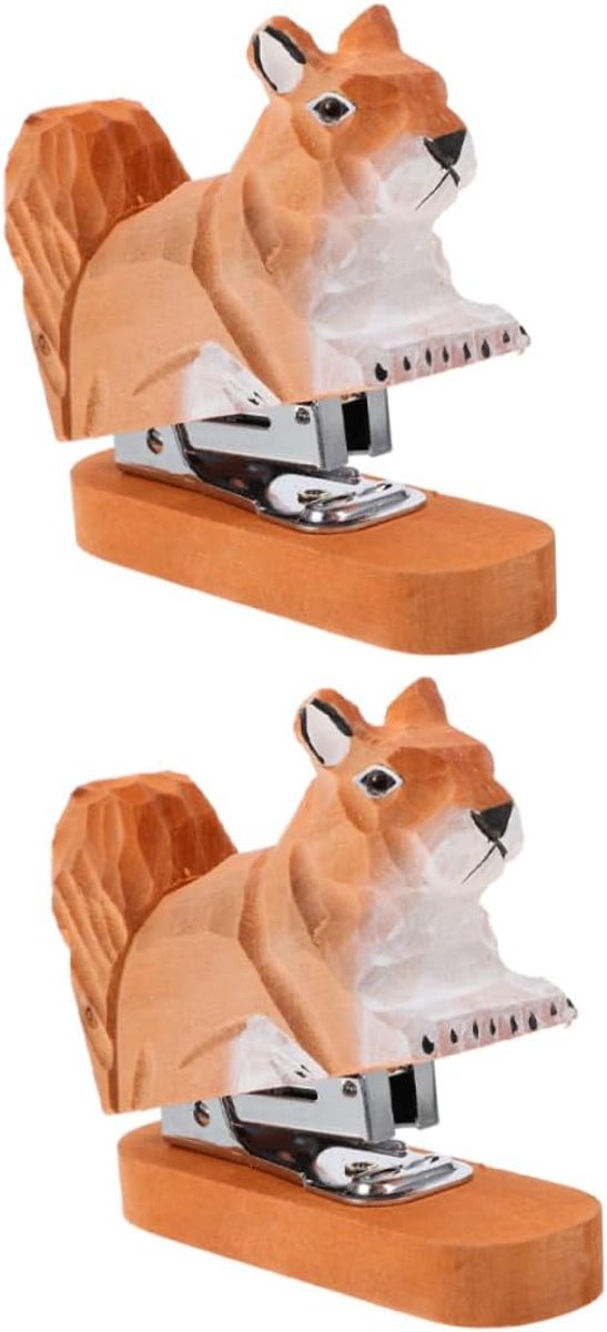 Mini Nietmachine - Eekhoorn Nietapparaat - Papier Organiseren - Creatief Houten Ontwerp - Compact Formaat - Bruin