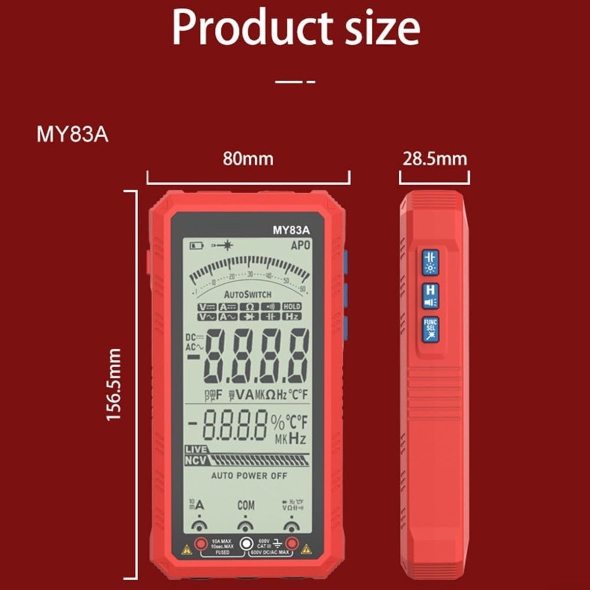 Digitale Multimeter - Spanning Tester - Elektrische Tests - Contactloze Detectie - 6000 Tellingen - Rood Zwart