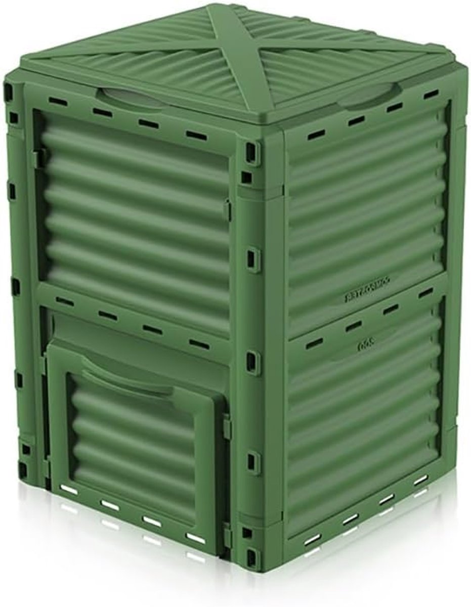 Tuincomposter Bak - Composteerbak Groen - Afval Recyclen - Gereedschapsloze Montage - 300 Liter Capaciteit - Groen