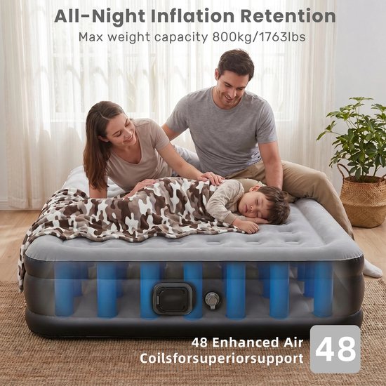 Seth Select Opblaasbaar Luchtbed voor 2 Personen - 45 cm Hoog met Rugleuning en Ingebouwd Kussen - Comfortabel Camping- en Logeerbed — afbeelding 2