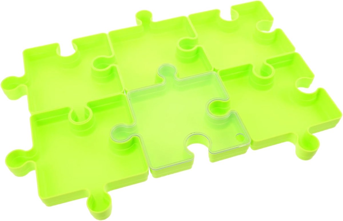 Stukjes Sorteerbakjes - Puzzel Organizer - Speelgoed Opbergen - Stapelbaar Met Deksel - 6 Stuks - Groen
