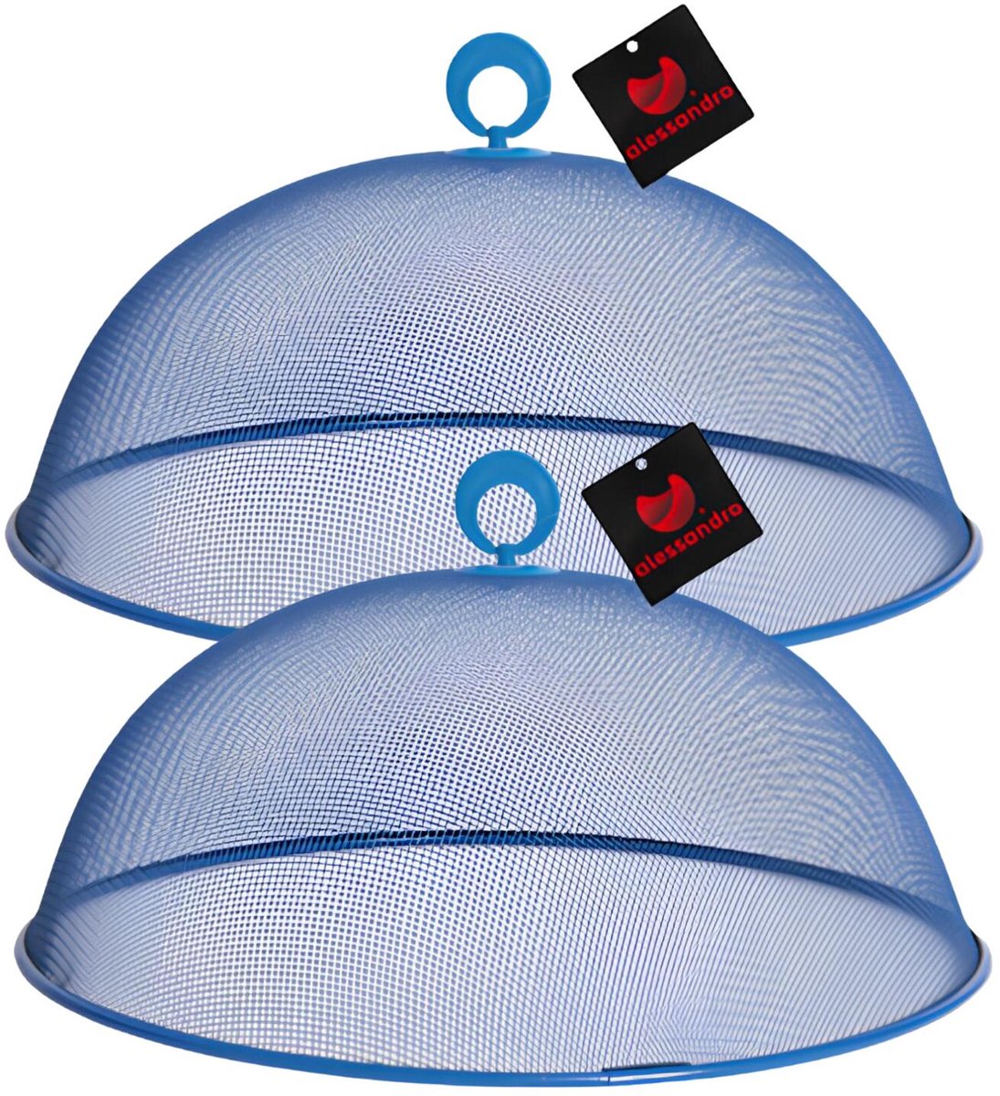 Alessandro Voedselkap - 2x - rond - 30 cm - blauw- metaal - vliegenkap - tegen insecten - foodcover