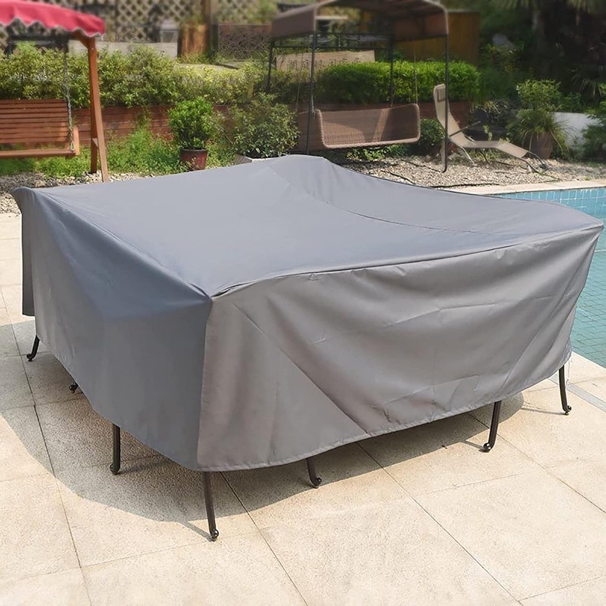 Tuinmeubelhoes - Tafel en stoelhoes - Meubels beschermen - Waterdicht Oxford doek - Aanpasbaar - Grijs