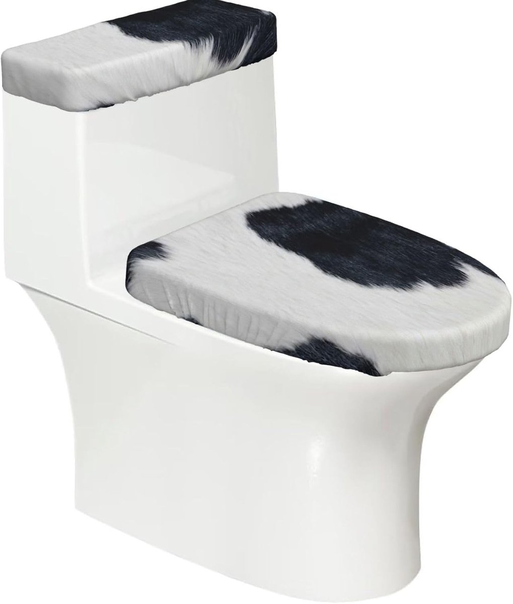Toilet Deksel Hoezen - Toilet Zitting Set - Badkamer Decoratie - Elastische Pasvorm - 2 Stuks - Zwart