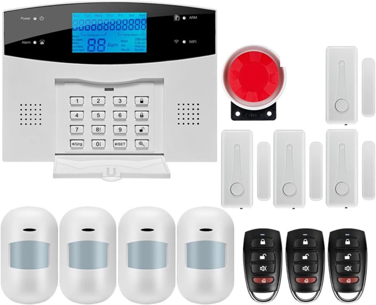 Beveiligingssysteem Huis - Alarm Kit - Huis Beveiligen - WiFi GSM PSTN - LCD Display - Wit