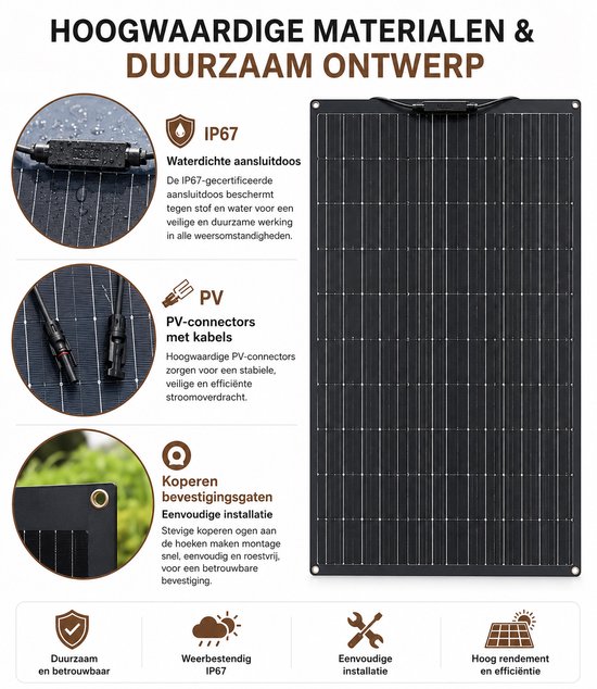 CINK Solar® Flex 240W Zonnepaneel Set - 2x 120W Flexibele Solar Panelen - 12V/24V - Inclusief Laadregelaar - Camper / Boot / Caravan / Balkon — afbeelding 5