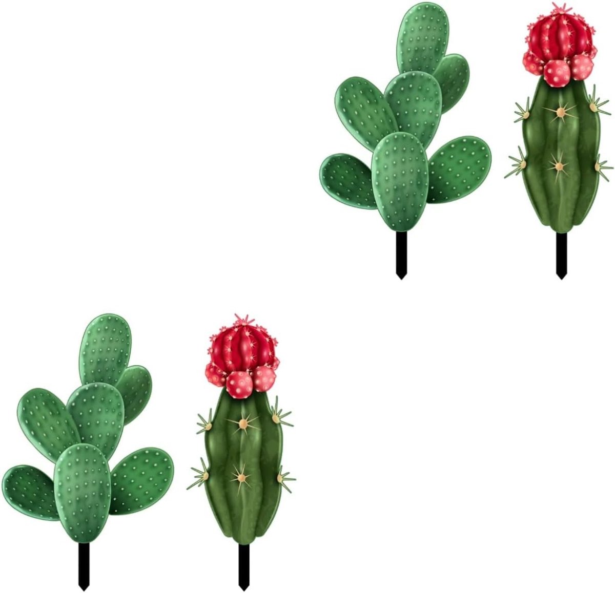 Cactus Tuinpalen - Decoratieve Inzetstukken - Tuin Versieren - Acryl Materiaal - 4 Stuks - Zoals Afgebeeld