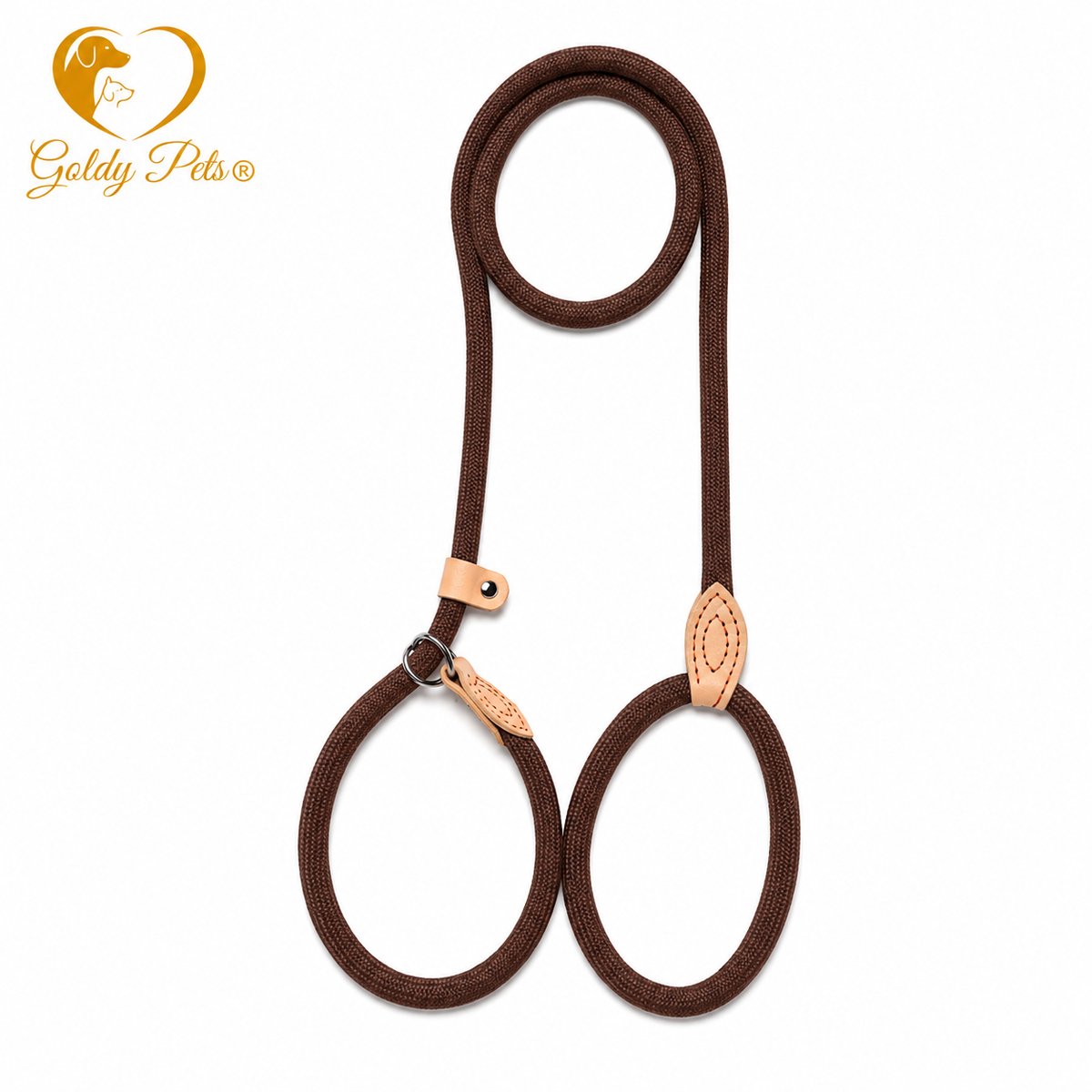 Goldy pets Retriever riem 8mm x 150cm bruin Hondenriem verstelbaar