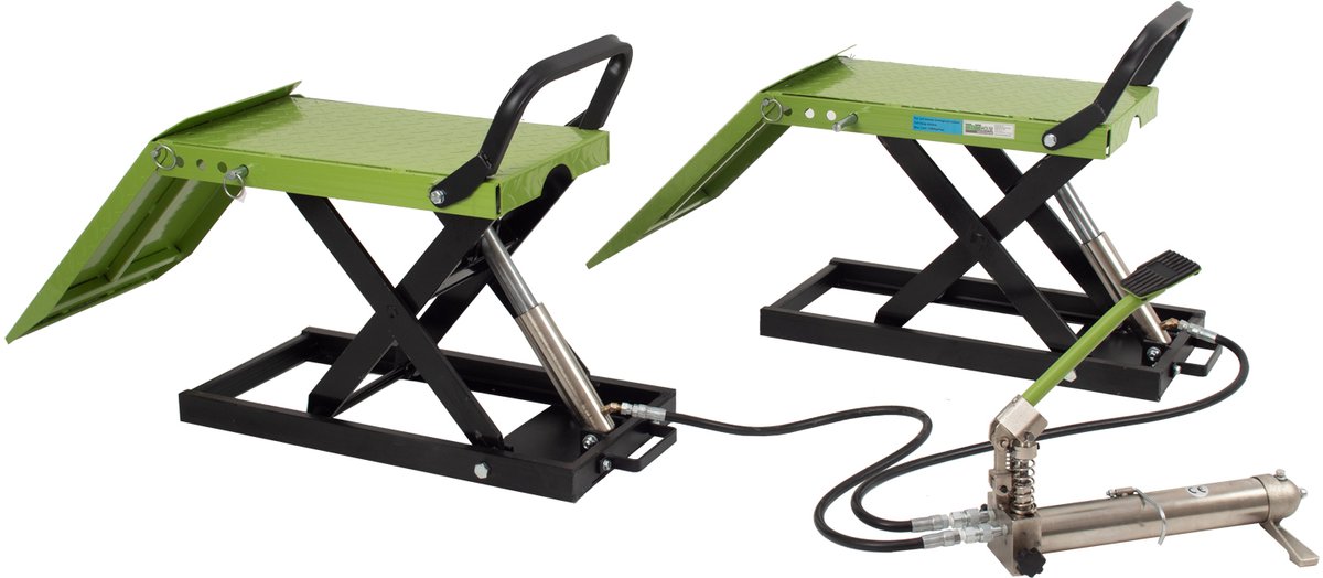 TRUTZHOLM - Hydraulische Oprijplaat - 1.360 kg - 34 cm Breed - Zwart/Groen - Extra Breed Hefplateau Met Krik (1 Stuk)