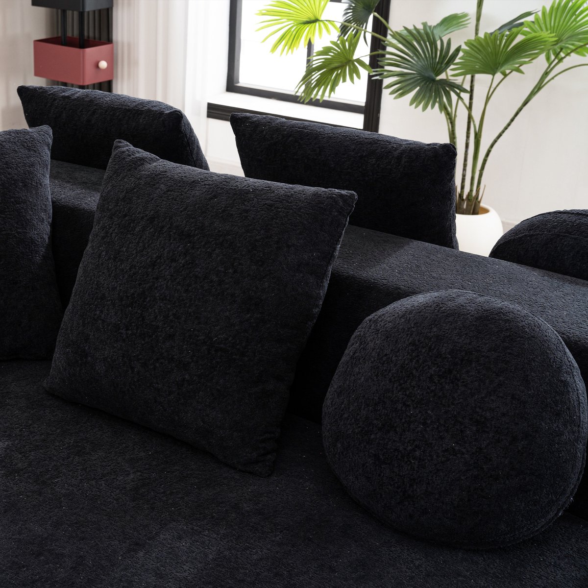 DESMIU Hoekbank 298 x 178 x 75 cm - Modulair 3-Zits Zonder Montage Met Ergonomisch Ontwerp - Voor Woonkamer En Slaapkamer - Cord Beige