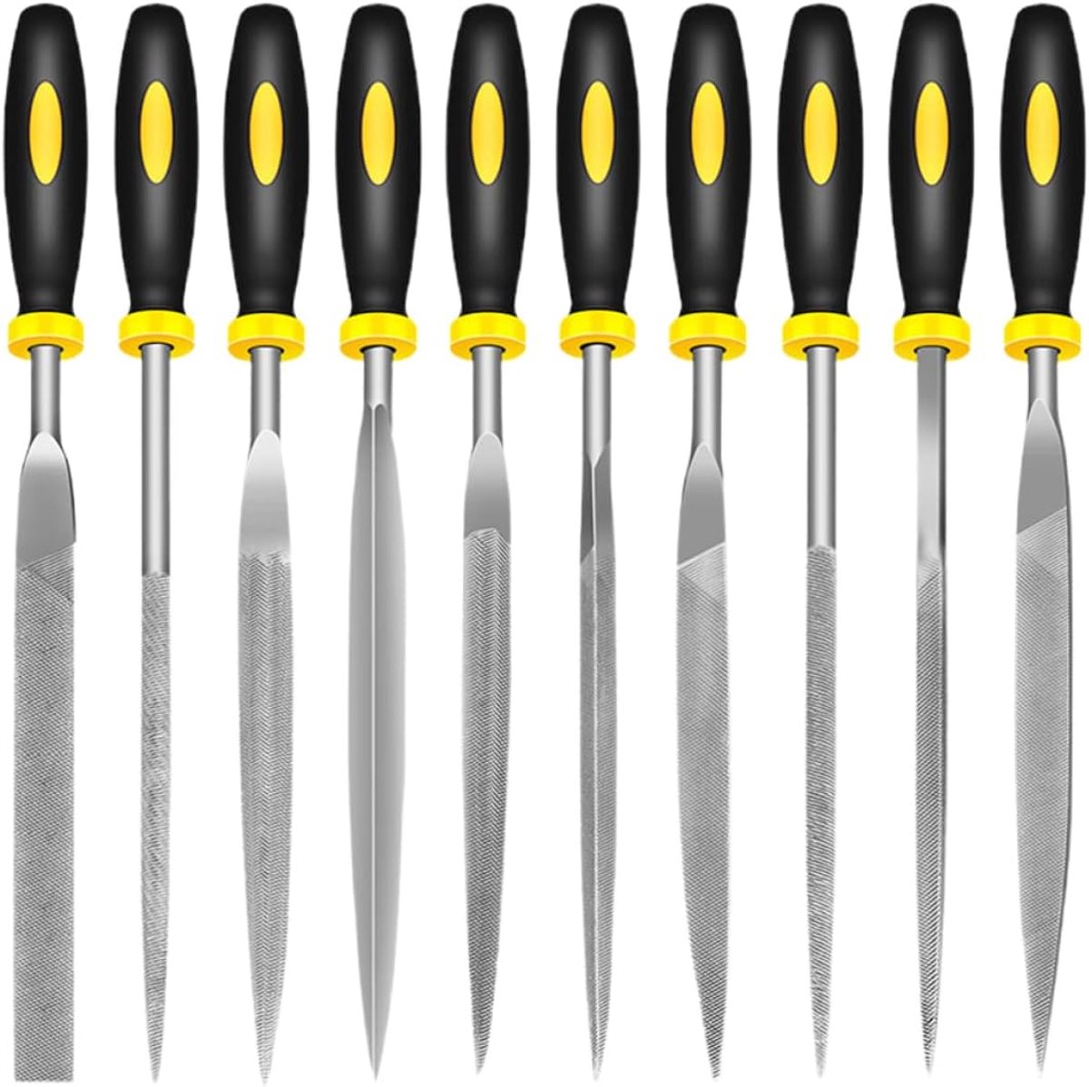 Metaalvijlen Set - Handgereedschap - Metaal Bewerken - Ergonomische Handgrepen - 10 Stuks - Zwart