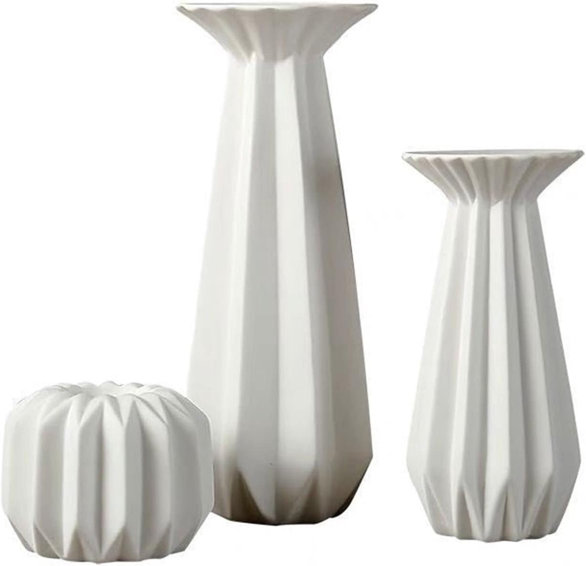 Kandelaar Decoratie - Keramiek Ornament - Romantische Sfeer - Geometrisch Design - 1 Stuk - Wit