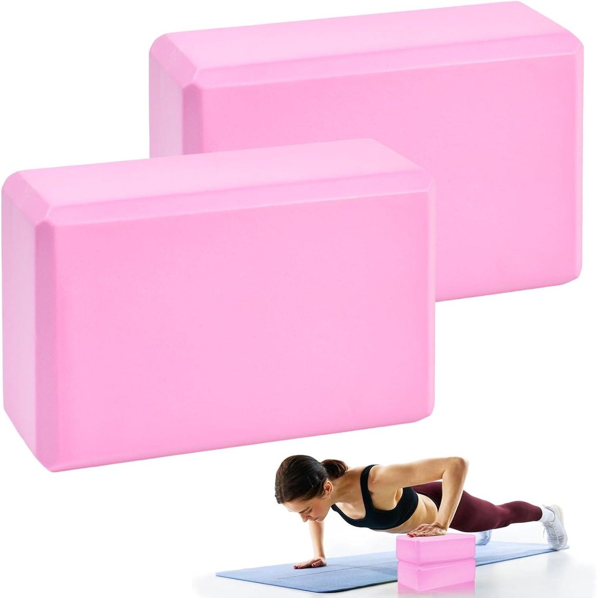 Set van 2 Yoga Blokken van EVA Schuim - Antislip Lichtgewicht Blokken voor Yoga, Pilates en Fitness (22.5 x 14.5 x 7.5 cm) - Ideaal voor Ondersteuning en Stabiliteit