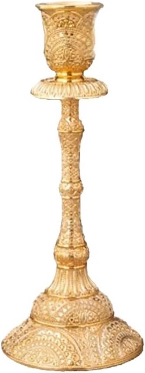 Bruiloftskaarsenhouder - Metalen kandelaar - Sfeer creëren - Stabiele basis - 2 stuks 19 cm - Goud