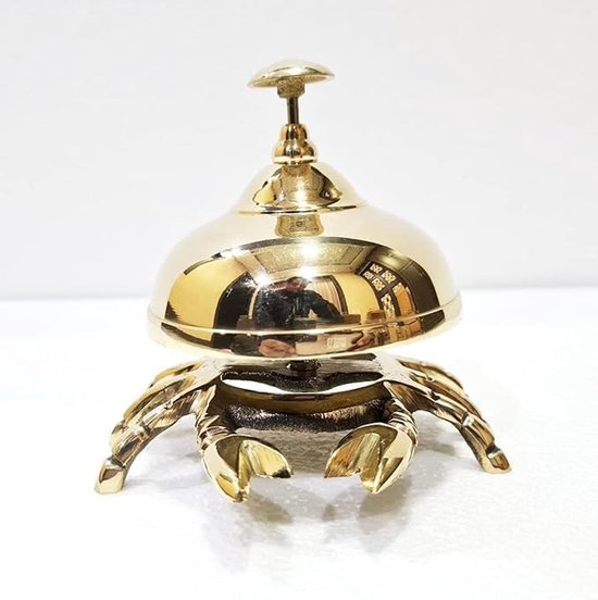 Decoratieve Bel - Balie Bel - Service Melding - Uniek Krab Design - 10 cm Diameter - Goud — afbeelding 3