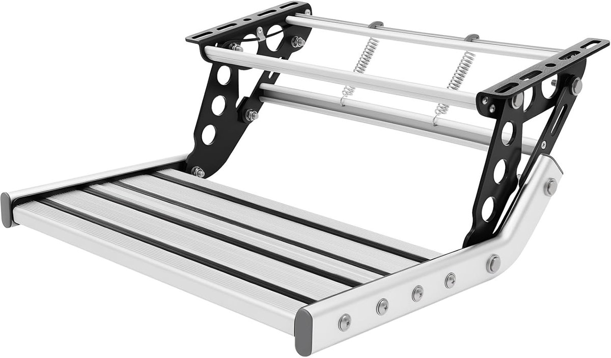 Vouwbare Camper Trede - Uitschuifbare Opstap - Veilig Instappen - Met Geïntegreerd LED - 48.5 cm Breed - Zilver