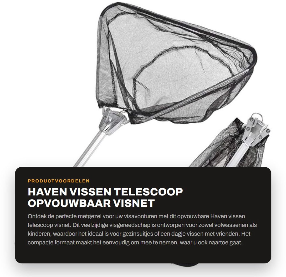 Dailygoods- Vissen Telescoop Opvouwbaar - Visnet - Draagbaar - Aluminiumlegering - Rubber Handvat - Klein Opslagformaat