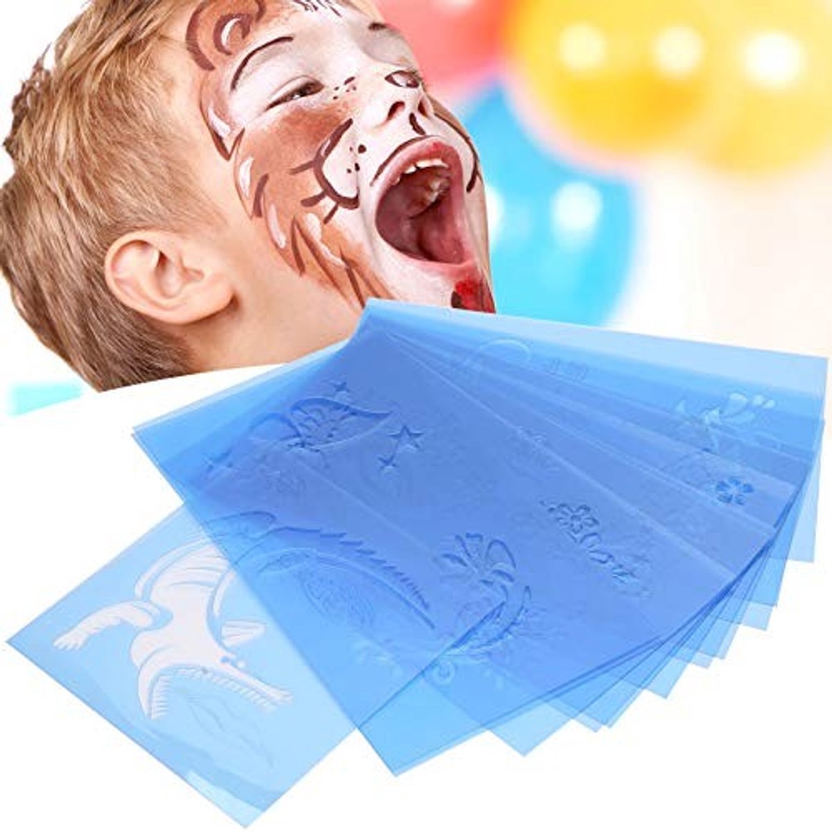 Dailygoods- Schilderij Sjabloon 12 Stuks - Herbruikbare Gezichtssjablonen - PET Materiaal - Afmetingen 20 x 12 cm - Voor Halloween/Kerstfeest - Gloednieuw - Gezichtsverf Sjabloon