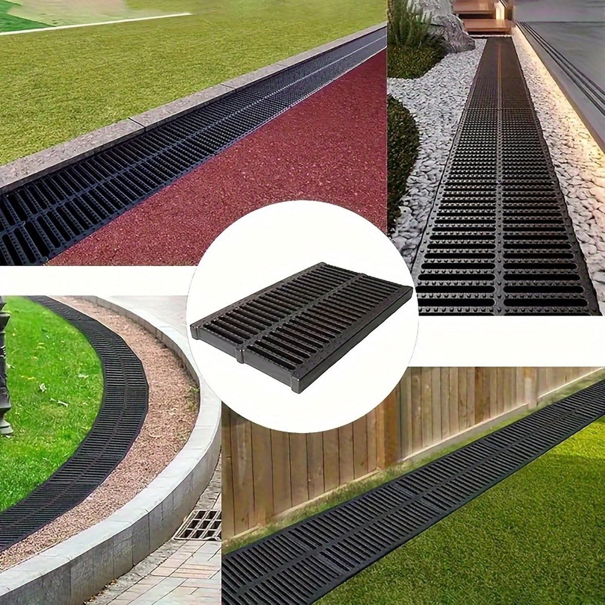 Stormdrain Rooster - Kanaalafdekking - Waterafvoer Tuin - Antislip Oppervlak - Rechthoekig - Zwart