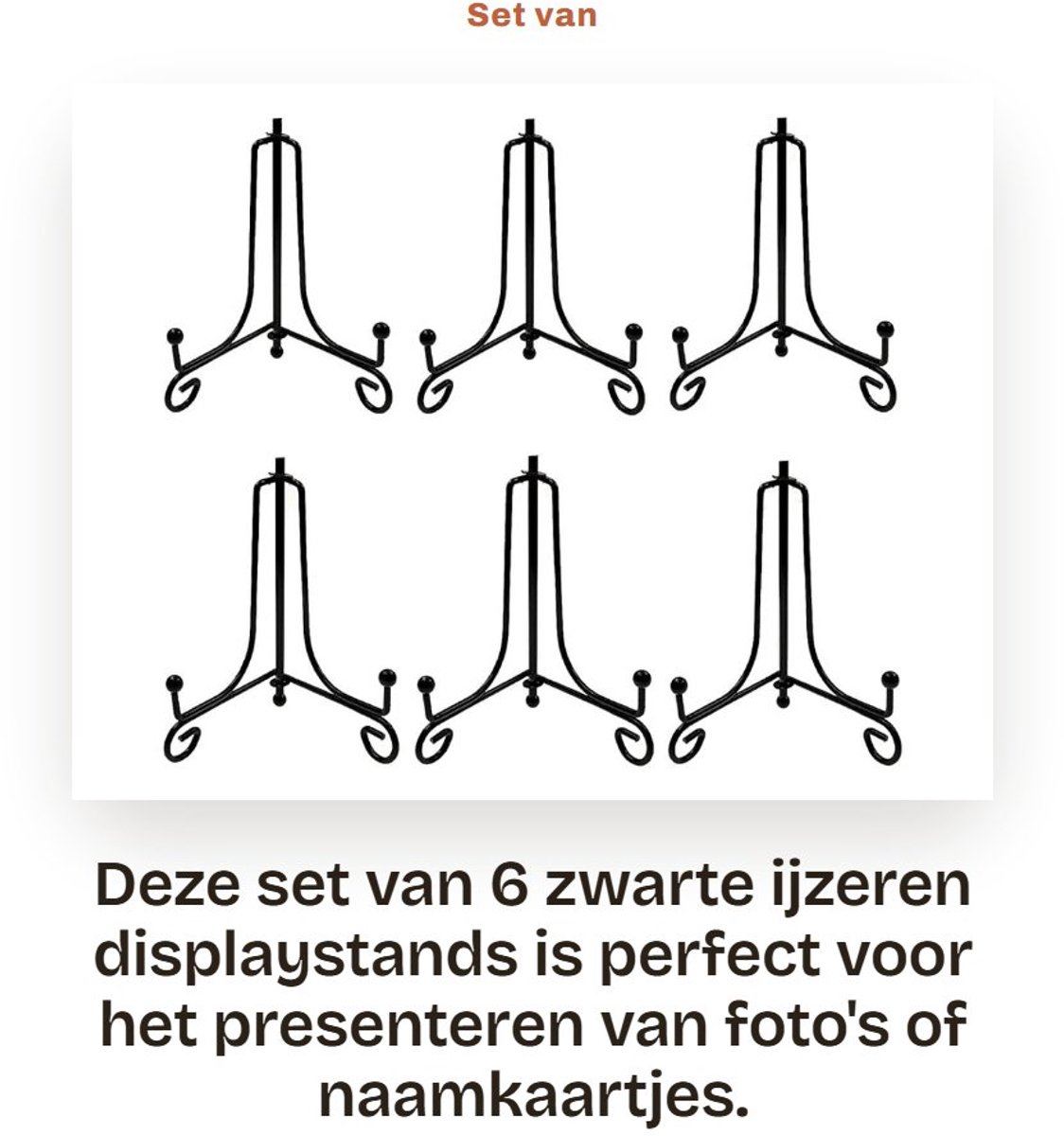 Dailygoods- Display Standaard 10 cm - 6 Stuks - Zwarte IJzeren Kaartenhouder - Fotohouder - Tafelnummerstandaard - Opvouwbaar en Stevig