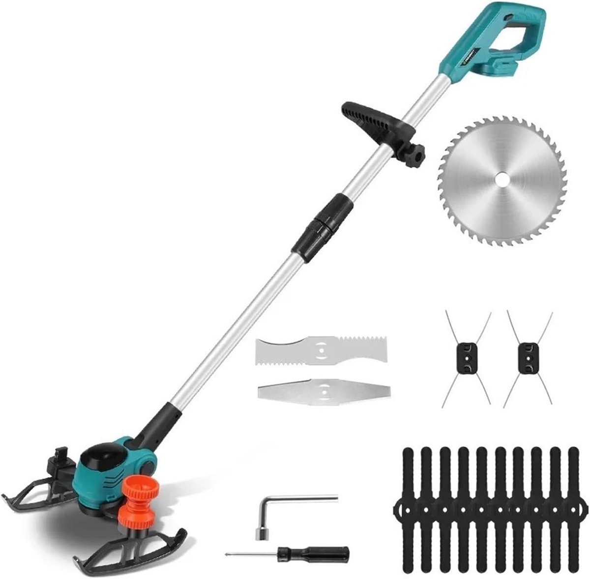 Elektrische Grastrimmer - Snoerloos Tuingereedschap - Gazon Onderhoud - Verstelbare Kop - 6 Inch Maaibreedte - Zwart
