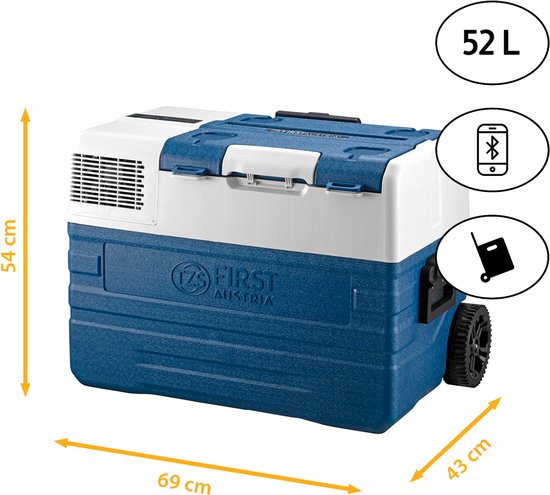 TZS First Austria Compressor koelbox, 52 l, -20 °C tot +20 °C, max/eco binnenverlichting, USB-aansluiting, trolleyfunctie en handgrepen van Merkloos — afbeelding 4